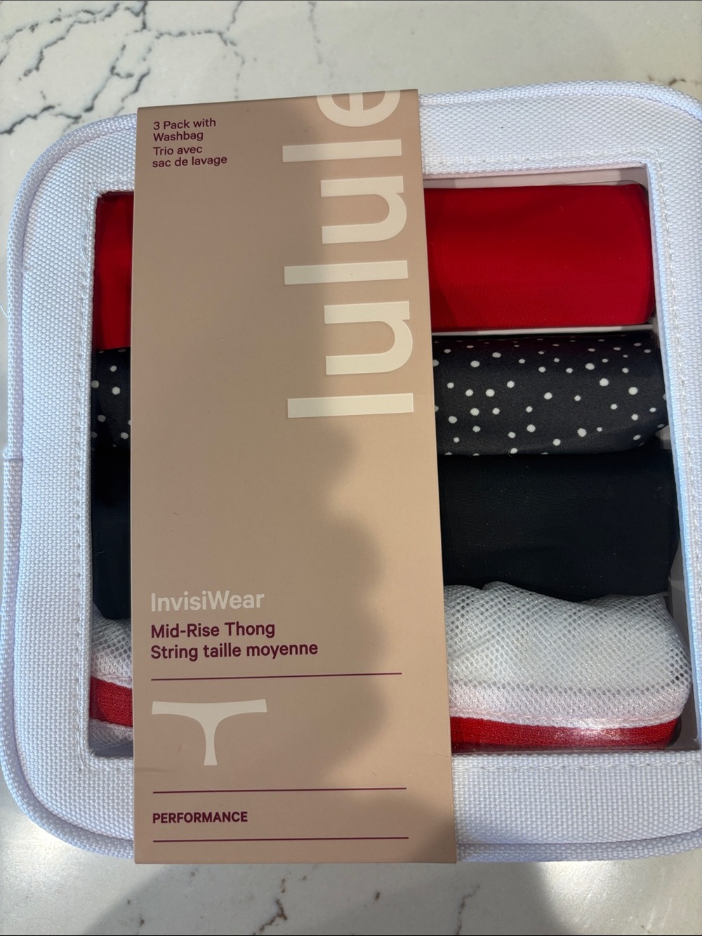 Lululemon Mid-Rise Thong 3-Pack w/ Washbag — In Reusable Carrying Case NWT